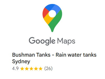 Bushman Tanks 4.9 out of 5 rating on Google Maps Sydney Australia
